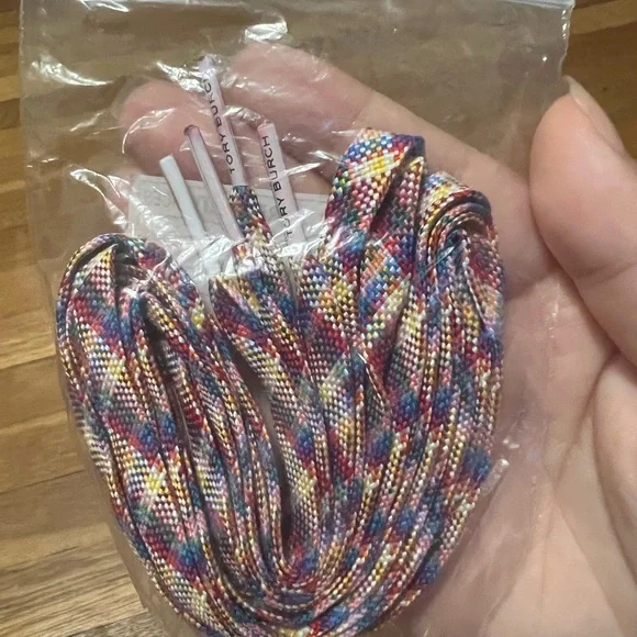 Tory Burch Multicolor Woven Cotton Shoelaces / Blue Novelty Shoelaces - Picture 2 of 3